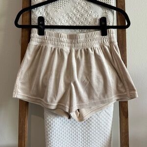 Aerie Offline Beige Velour Elastic Waistband Shorts